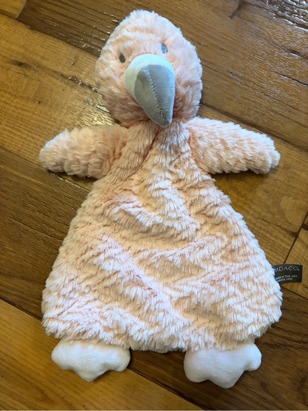 Demdaco Flamingo Pink Minky Lovey That Rattles Security Blanky EUC